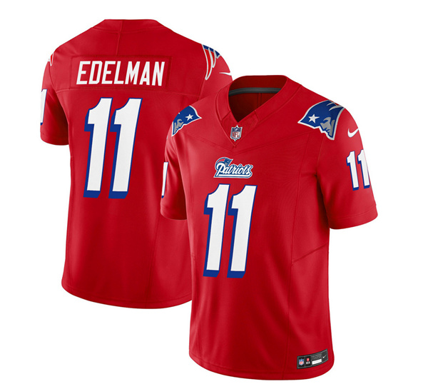 Men's New England Patriots #11 Julian Edelman Red 2023 F.U.S.E. Vapor Limited Football Stitched Jersey
